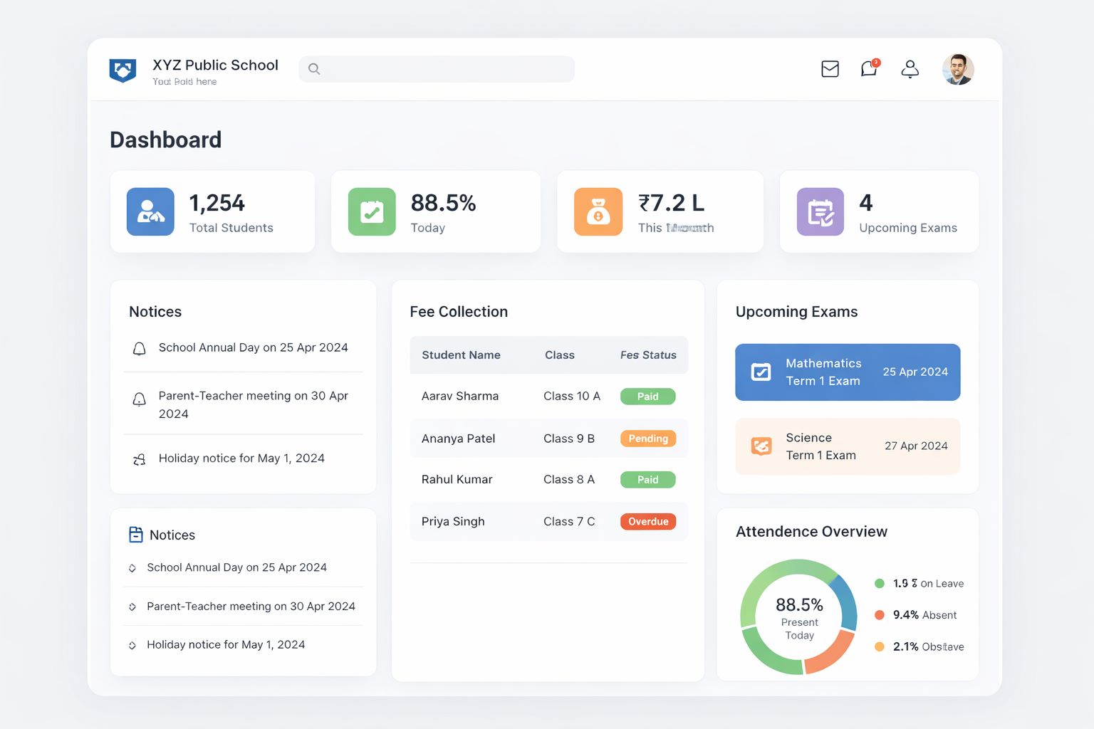 School ERP Dashboard